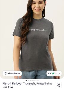 Casual Gray Graphic T-Shirt - L size