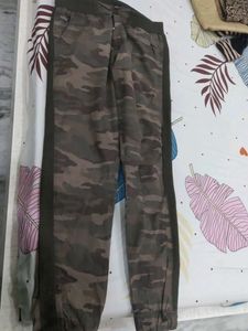 Camo Joggers with Side Stripe