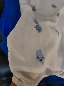 ldeal For Holi Ives White Blue Kurta With Lining S