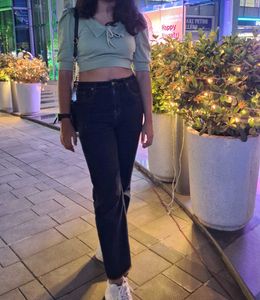 Cute Green Tie-Front Crop Top