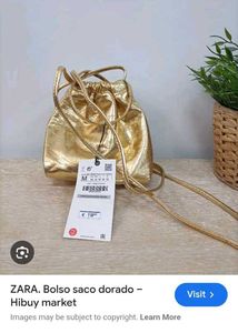 Zara Metallic Gold Mini Bucket Bag
