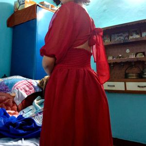 Stylish Red Off-Shoulder Dress