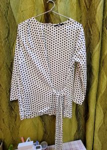 Polka Dot Tie-Waist Top