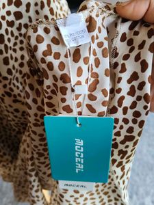 Leopard Print V-Neck Midi Dress