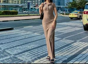 Brand New (Newme) Solid Slit Ribbed Dress