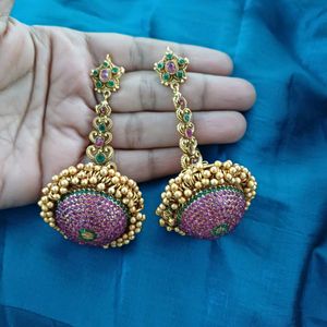 Bridal Jhumka Fine Stone Work