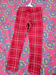 Girls Red Plaid Pants 4-5 years