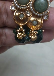 Sage Plus Bottle Green Necklace Set With Earrings
