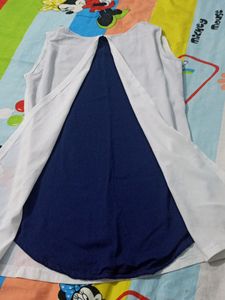 White And Neavy Blue Colour Top For Women.