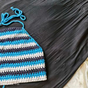 Striped Crochet Halter Top