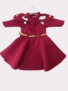 Cute Maroon baby frok
