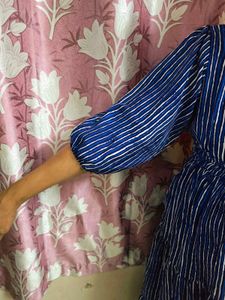 Blue Striped Tiered Maxi Dress