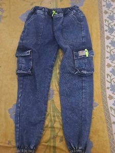Blue Denim Cargo Pants