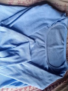 Blue Square Neck Top