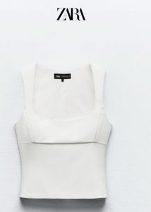 Zara White Square Neck Top