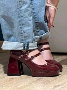 RED/MAROON MARY JANE HEELS