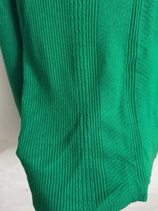 Green Ribbed Turtle Neck Top