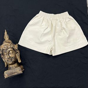 Leather Cream Shorts