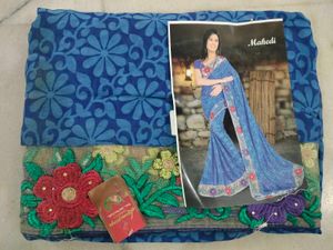 Elegant Blue Floral Saree