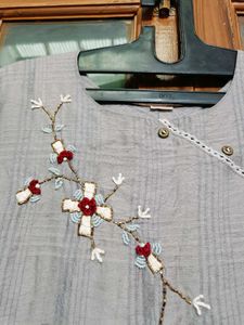 Beautiful Grey Kurti With Amazing Work