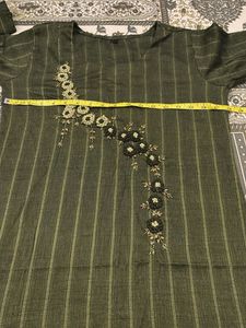Green Embroidered Kurta