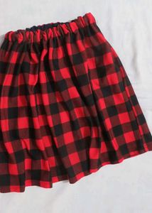 Red &amp; Black Plaid Skirt
