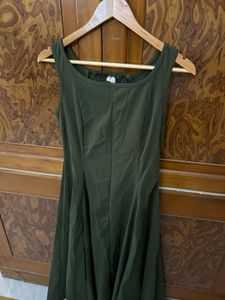Olive Green Fit &amp; Flare Dress