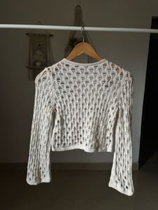 H&amp;M Off White Hole Knit Jumper