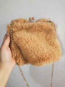 Faux Fur Bunny Clutch Sling Bag