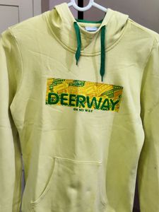 💥BUY1GET1💥 yellow Deerway hoodie with green drawstrings