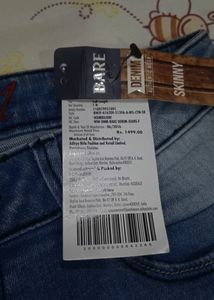 Denim Bottom Skinny Jeans New With Tag