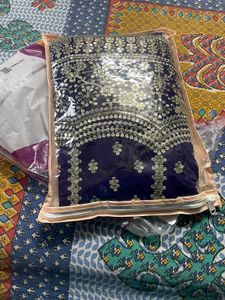 Georgette Embroidered Blue Semi-Stitched Lehenga