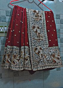 MAROON WEDDING SAREES EMBROIDERY