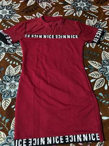 Red &#39;NICE&#39; Print Dress