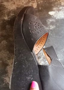 Black Wedge Heel Sandals