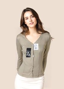 Elegant Olive Off White Top