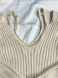 Off White Sweater And Black Top Combo