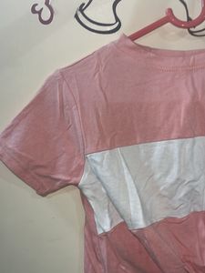 Pink &amp; White Knotted Crop Top