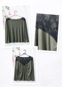 Olive Green Lace Detail Top