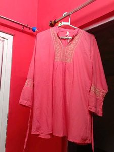 Coral Embroidered Tunic