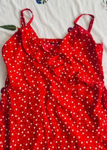 Red Heart Print Dress
