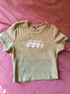 Walt Disney World Olive Green crop Tee