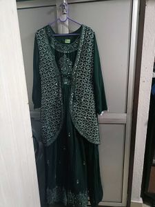 Green Embellished Kurta Set