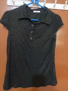 Black Shimmery Girls Top
