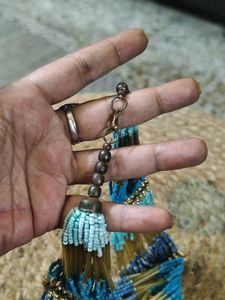 Beaded Turquoise And Gold Necklace