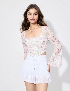 Savana White Floral Mesh Top