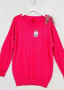 Pink Pullover Sweater with Scarf Detail