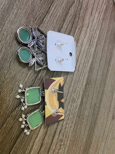 Silver Plated Emerald Earings.