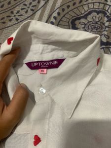 White Heart Print Shirt