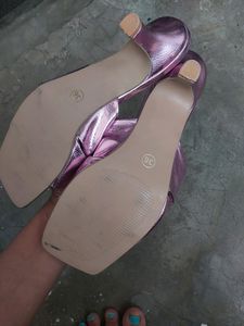 Pink Metallic Slide Sandals